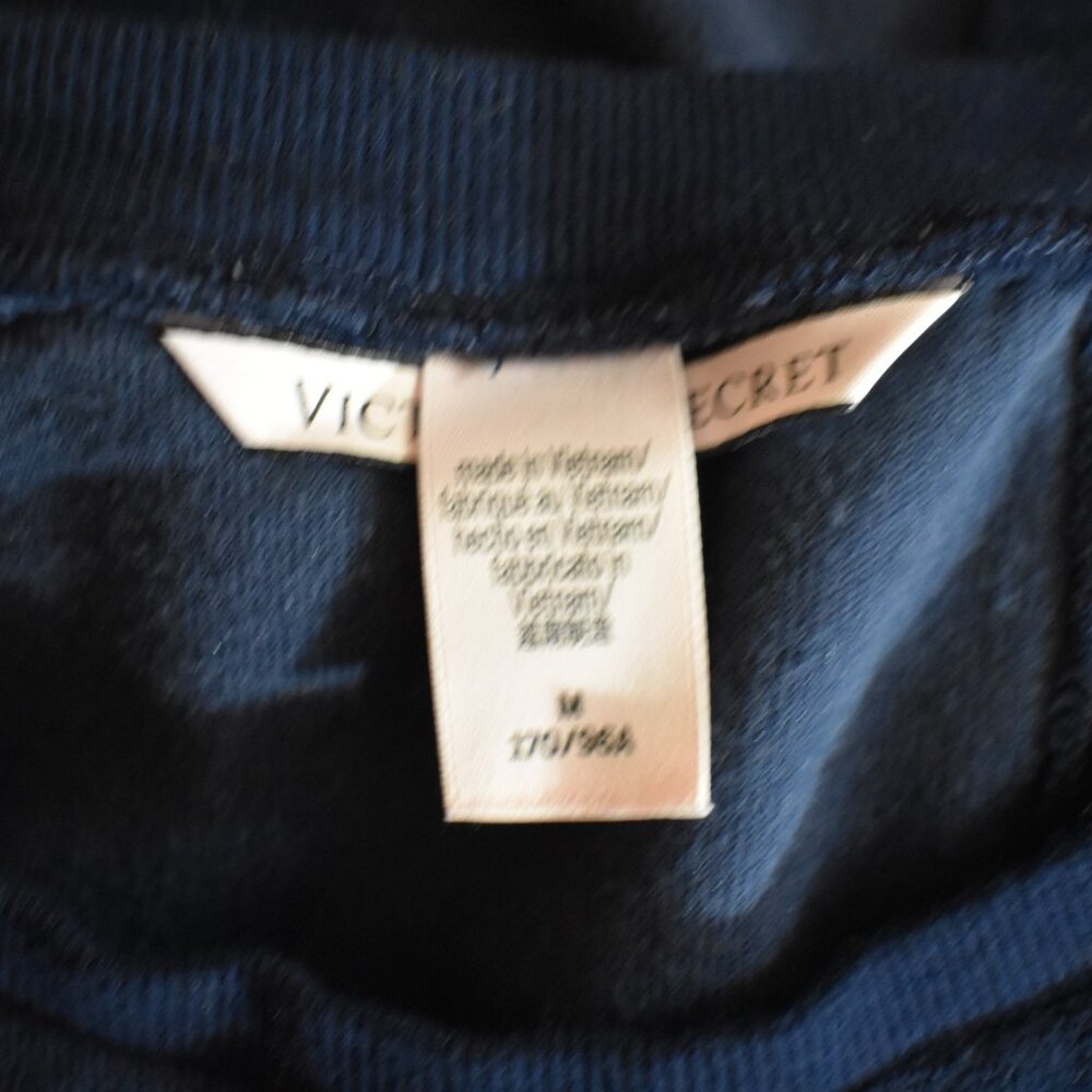 Victorias Secret Medium Crushed Velvet Sweater Open Back Navy Blue Pullover - Picture 9 of 10